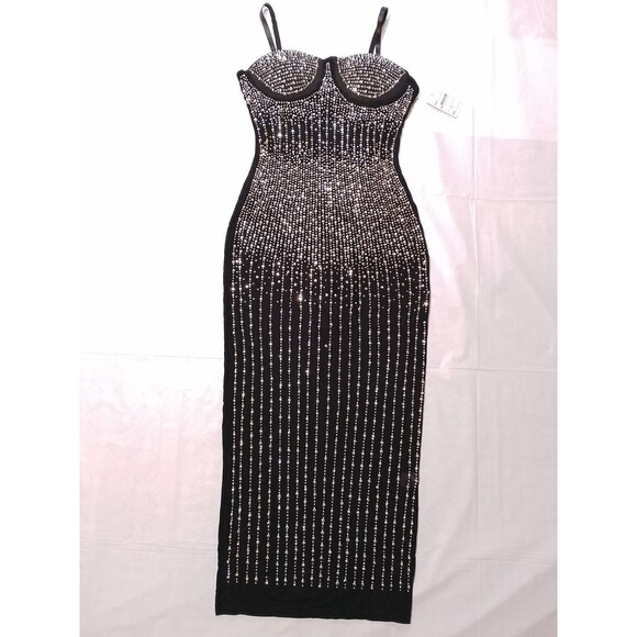 Aria Dresses & Skirts - Bodycon Midi Dress with Rhinestone